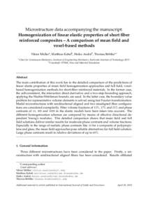 Microstructure data accompanying the manuscript: Homogenization of linear elastic properties of short fiber reinforced composites – A comparison of mean field and voxel-based methods Viktor Müllera , Matthias Kabelb ,