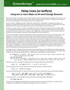 GreenArrays™  Application Brief AB005 RevisedDelay Lines (or buffers) Using one or more Nodes as 64-word Storage Elements