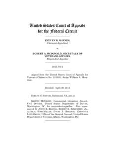 United States Court of Appeals for the Federal Circuit ______________________ EVELYN H. HAYNES, Claimant-Appellant