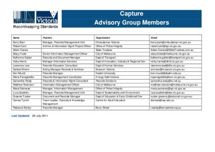 Capture Advisory Group Members Name Position
