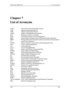 Clark County MSHCP/EIS  7. List of Acronyms Chapter 7 List of Acronyms
