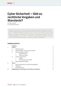 Cyber Sicherheit - Gibt es rechtliche Vorgaben und Standards?