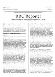RRC Reporter University of Illinois at Chicago Vol. 1, No. 3 Winter, 1999