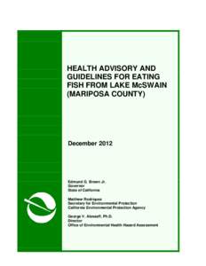 Health Advisory and Guidelines for eating Fish from Lake McSwain (Mariposa County)