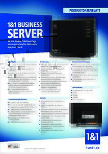 PRODUKTDATENBLATT  1&1 BUSINESS SERVER WLAN-Router, Telefonanlage