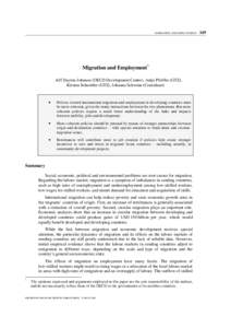 MIGRATION AND EMPLOYMENT – 149  Migration and Employment* Jeff Dayton-Johnson (OECD Development Centre), Antje Pfeiffer (GTZ), Kirsten Schuettler (GTZ), Johanna Schwinn (Consultant)