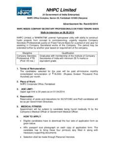 Faridabad / NHPC Limited / Recruitment