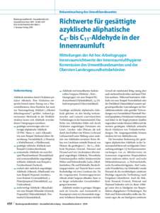 Richtwerte für gesättigte azyklische aliphatische C4- bis C11-Aldehyde in der Innenraumluft