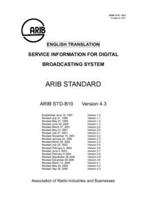 SERVICE INFORMATION FOR DIGITAL BROADCASTING SYSTEM ARIB STANDARD