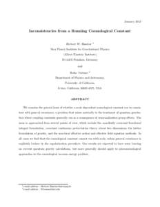 January[removed]Inconsistencies from a Running Cosmological Constant Herbert W. Hamber
