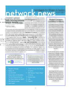 network news  Sociologists for Women in Society vol xxvii, issue 2  PRESIDENT’S MESSAGE