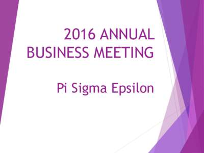 2016 ANNUAL BUSINESS MEETING Pi Sigma Epsilon Strategic Plan Progress to date