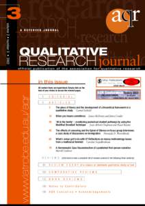 3 QUALITATIVE RESEARCH journal  official publication of the association for qualitative research