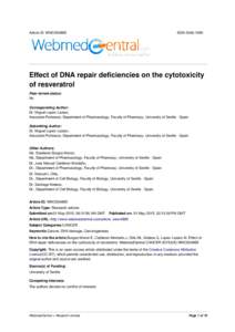 Article ID: WMC004885  ISSNEffect of DNA repair deficiencies on the cytotoxicity of resveratrol