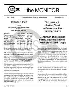 the MONITOR Vol. 1 No. 4 Commodore Users Group of Saskatchewan  Obligatory Stuff