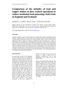 Conservation Evidence[removed], [removed]www.ConservationEvidence.com Comparison of the lethality of lead and copper bullets in deer control operations to