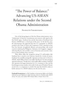 123  “The Power of Balance:” Advancing US-ASEAN Relations under the Second Obama Administration
