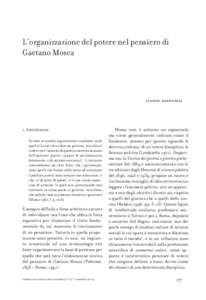L’organizzazione del potere nel pensiero di Gaetano Mosca claudio martinelli  1. Introduzione