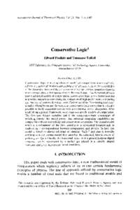 International Journal of Theoretical Physics, VoL 21, Nos. 3/4, 1982  Conservative Logic 1