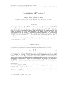 NUMERICAL LINEAR ALGEBRA WITH APPLICATIONS Numer. Linear Algebra Appl. 2001; 00:1–6 Prepared using nlaauth.cls [Version: v1.0] Preconditioning KKT systems