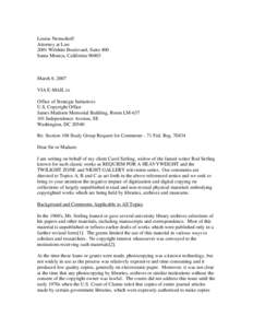 Re: Section 108 Study Group Request for Comments - 71 Fed. Reg[removed]