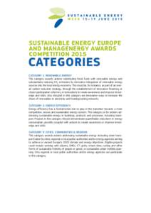 SUSTAINABLE ENERGY EUROPE AND MANAGENERGY AWARDS COMPETITION 2015 CATEGORIES
