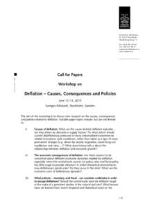 Call for Papers. Workshop on Deflation – Causes, Consequences and Policies