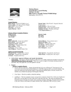 Meeting Minutes Nisqually River Council Meeting February 19, 2016 Billy Frank Jr. Nisqually National Wildlife Refuge Information: 
