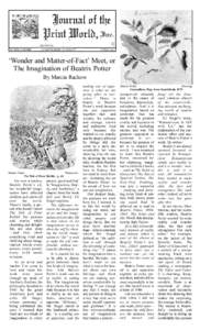 Vol. 25 No. 4 Fall 2002  ‘Wonder and Matter-of-Fact’ Meet, or The Imagination of Beatrix Potter By Marcia Rackow
