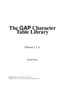 The GAP Character Table Library (VersionThomas Breuer