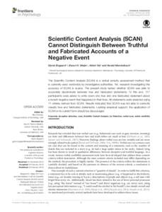 Scientific Content Analysis (SCAN) Cannot Distinguish Between Truthful and Fabricated Accounts of a Negative Event