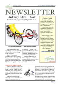 CYCLE AWAY!  NOVEMBER/DECEMBER 2012 NEWSLETTER Ordinary Bikes - Not!