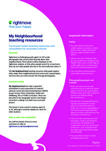 My Neighbourhood teaching resources Important information  Curriculum-linked teaching resources and