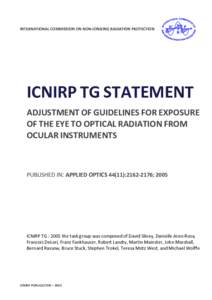 Adjustment of guidelines for exposure of the eye
to optical radiation from ocular instruments:
statement from a task group of the International
Commission on Non-Ionizing Radiation Protection
(ICNIRP)