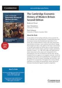 www.cambridge.org/us/history  The Cambridge Economic History of Modern Britain Second Edition Roderick Floud