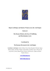 Refugee and Stateless women across the Arab Region Report