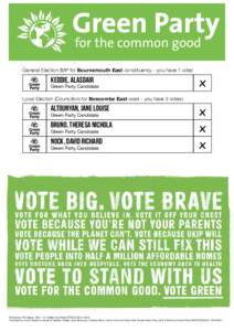 General Election (MP for Bournemouth East constituency - you have 1 vote)  KEDDIE, Alasdair Green Party Candidate