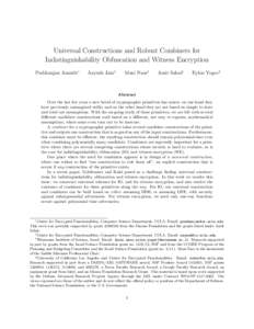 Universal Constructions and Robust Combiners for Indistinguishability Obfuscation and Witness Encryption Prabhanjan Ananth∗ Aayush Jain†