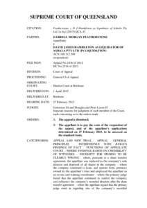 SUPREME COURT OF QUEENSLAND CITATION: Featherstone v D J Hambleton as liquidator of Ashala Pty Ltd (in liq[removed]QCA 43