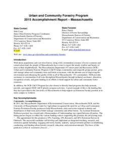 Urban and Community Forestry Program 2015 Accomplishment Report Massachusetts