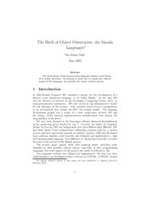 The Birth of Object Orientation: the Simula Languages∗ Ole-Johan Dahl JuneAbstract
