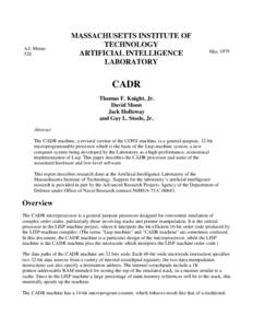 A.I. Memo 528 MASSACHUSETTS INSTITUTE OF TECHNOLOGY ARTIFICIAL INTELLIGENCE