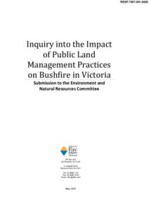 RESP[removed]Inquiry into the Impact of Public Land Management Practices on Bushfire in Victoria