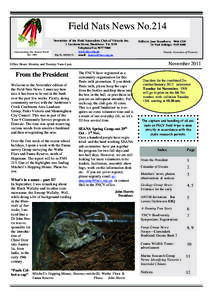 Field Nats News No.214 Newsletter of the Field Naturalists Club of Victoria Inc. Understanding Our Natural World Est. 1880