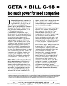 CETA + Bill C-18 = too much power for seed companies