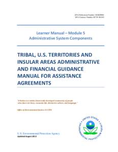 EPA Publication Number 202K09001 EPA Contract Number EP-W[removed]Learner Manual – Module 5 Administrative System Components