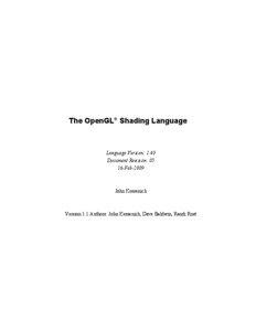 OpenGL / Application programming interfaces / Virtual reality / Shading / Video game development / GLSL / Shader / Shading language / ARB / Computer graphics / Computing / Software