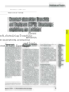 Rehabilitation und Prävention  Chronisch-obstruktive Bronchitis und Emphysem (COPD): Umsetzungsempfehlung von Leitlinien *