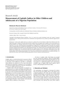 Measurement of Cephalic Indices in Older Children and Adolescents of a Nigerian Population