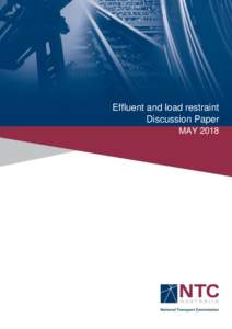 Effluent and load restraint Discussion Paper MAY 2018 Report outline Title